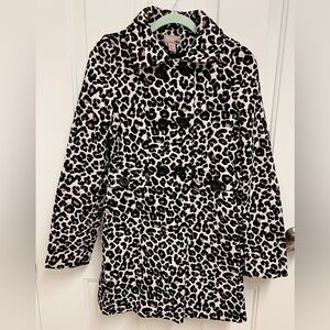 H&M Black and Cream Leopard Print Pea Coat